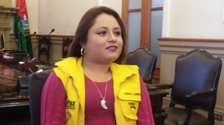 Andrea Cornejo, presidenta del Concejo Municipal de La Paz. Foto: ANF
