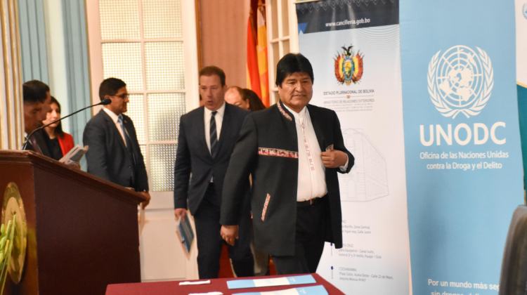 El presidente Evo Morales en la presentación del informe. Foto: ABI