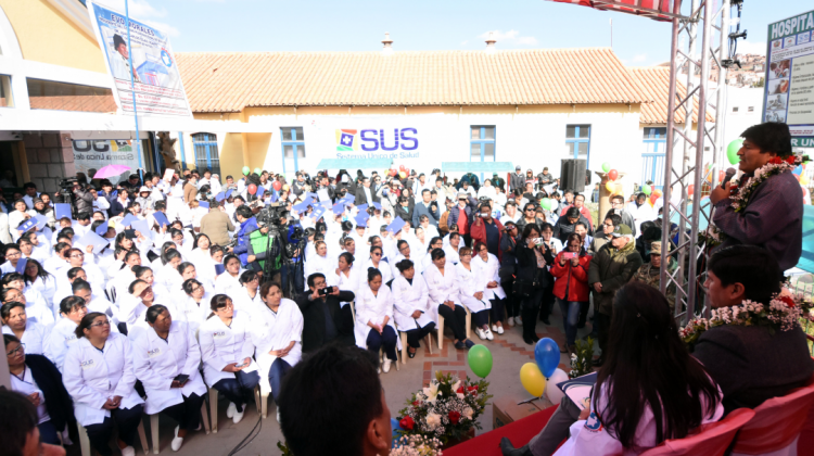 El presidente Evo Morales durante un acto en la ciudad de Potosí. Foto: ABI.