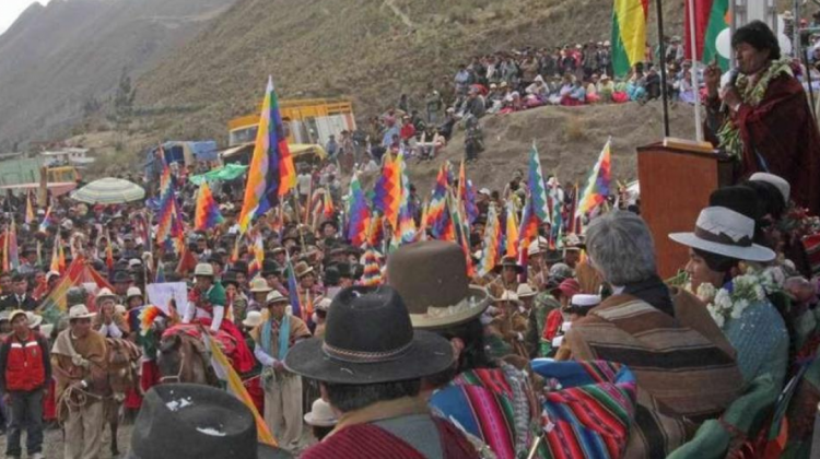 Una concentración de campesinos en Potosí. Foto: El Potosí (archivo)