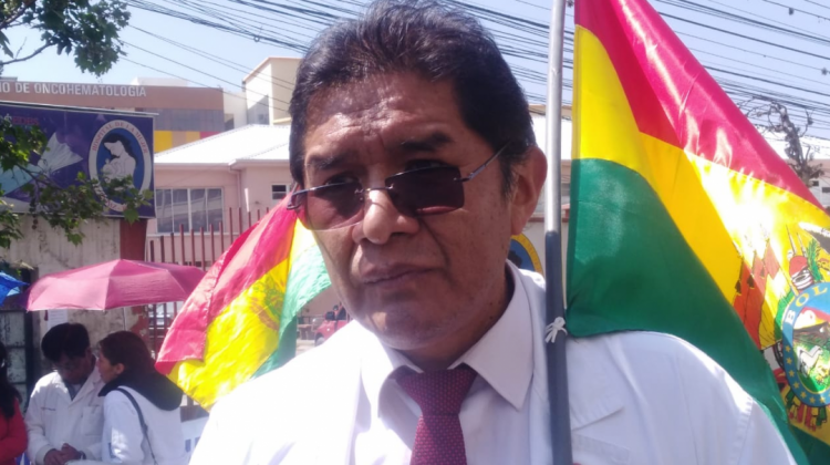 El dirigente del Sirmes, Fernando Romero, en la protesta de este miércoles. Foto: ANF