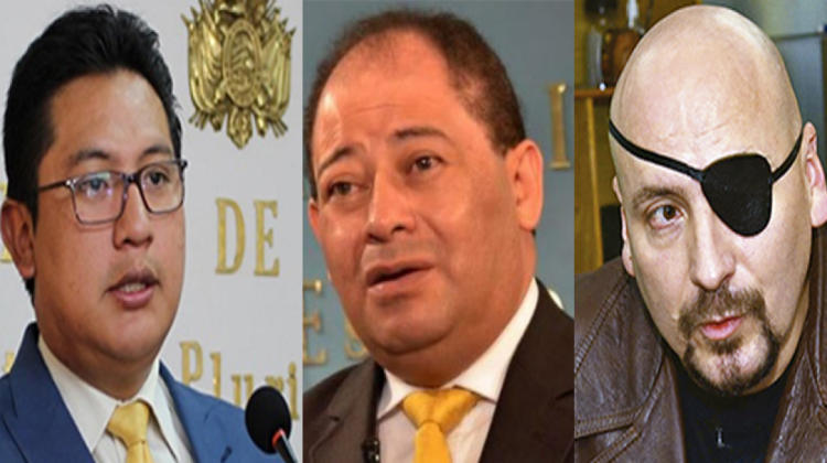 El viceministro José Luis Quiroga, el ministro Carlos Romero y el exdefensor del Pueblo, David Tezanos Pinto.