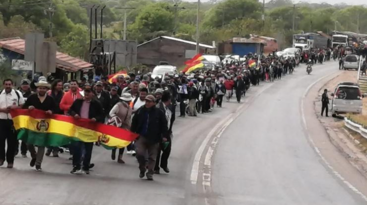 Campesinos de Pailón en marcha de protesta. Foto: Alcaldía de Pailón.