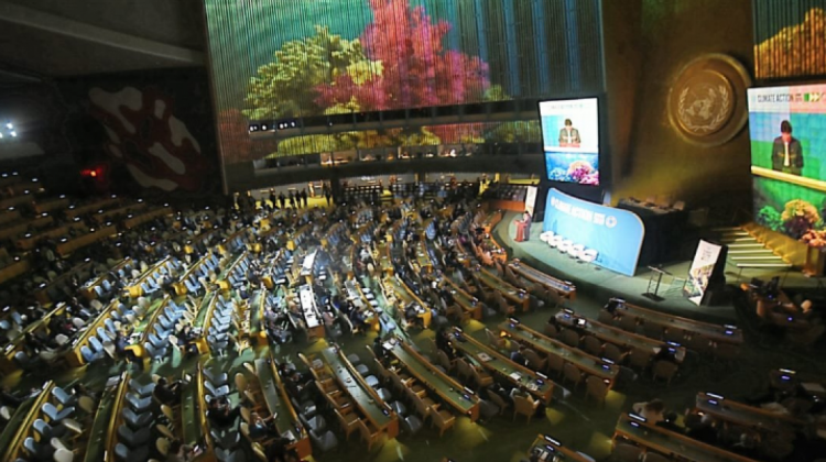 Cumbre sobre Acciòn Climática en la ONU. Foto: Bolivia Tv.