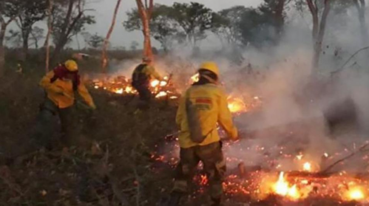 Bomberos combaten incendios en la Chiquitanía. Foto: RRSS