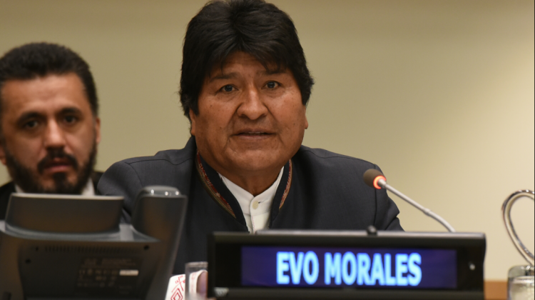 Evo Morales en la ONU. Foto: ABI
