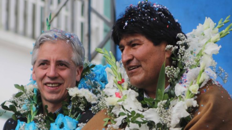 El binomio Evo Morales y Álvaro García Linera. Foto: Min. Comunicación