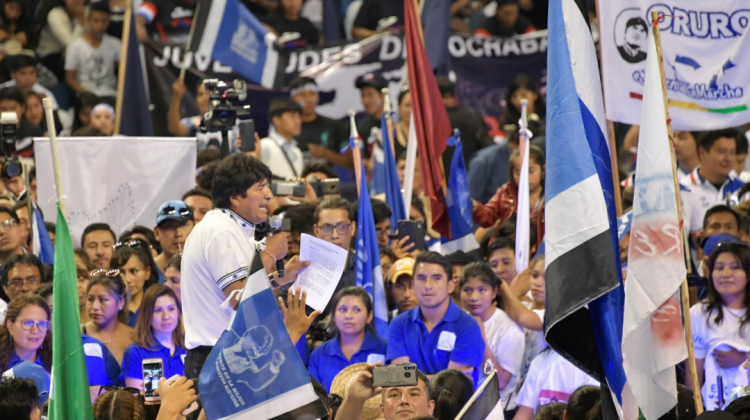 Evo Morales, presidente en campaña electoral para la reelección. Foto: ABI