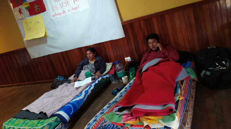 Piquete de huelga de hambre de Comcipo. Foto: La Voz de Tarija