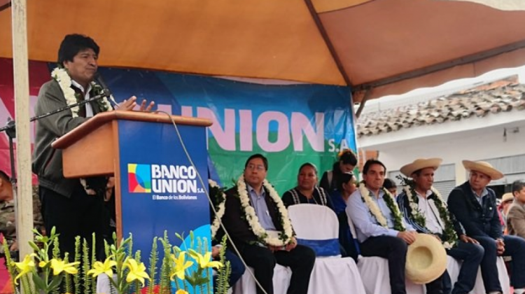 Inauguración de la nueva agencia del Banco Unión en el municipio de Montero. Foto: Radio Patria Nueva.