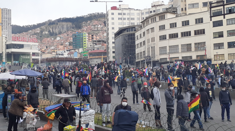 Manifestantes de El Alto en el centro de La Paz. Foto: ANF