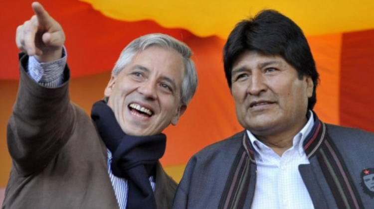 Álvaro García Linera y Evo Morales. Foto: ABI
