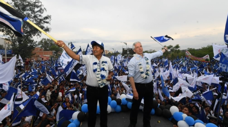 Evo Morales y Álvaro García Linera en la última campaña. Foto: ABI