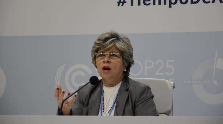 La ministra de Medio Ambiente y Agua, María Elva Pinckert en la COP25. Foto: Miriam Jemio