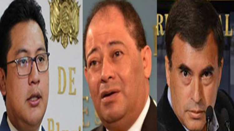 Las exautoridades de Gobierno, José Luis Quiroga, Carlos Romero y Juan Ramón Quintana.