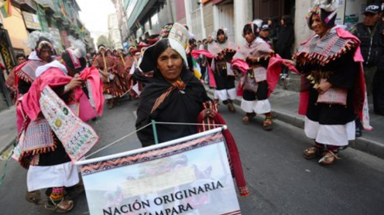 Miembros de la  la Nación Yampara durante una movilización. Foto: ANF