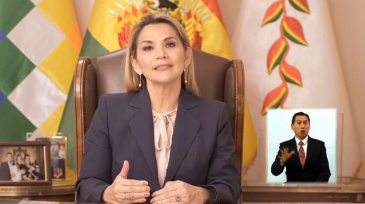 Presidenta Jeanine Añez. Foto: Abi