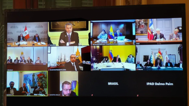 Video conferencia entre miembros del PROSUR, Foto: Internet.