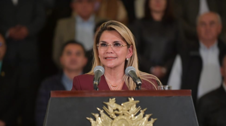 La presidenta Jeanine Añez. Foto: Ministerio de la Presidencia
