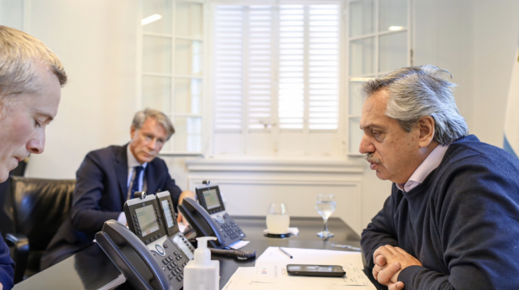 El presidente de Argentina, Alberto Fernández en contacto virtual. Foto. RRSS