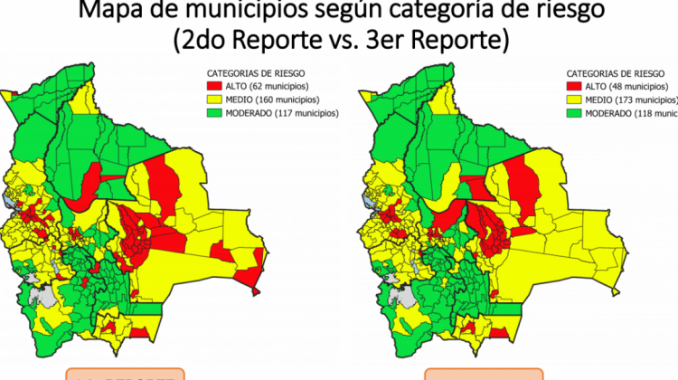 Mapa de municipios según categoría de riesgo.