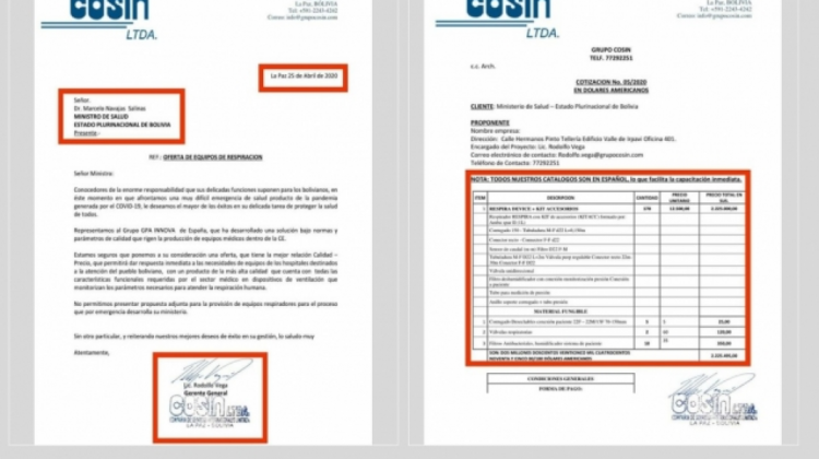 Captura del documento de oferta presentado por la importadora COSIN. Crédito: Brújula Digital