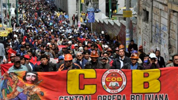 Una marcha organizada por la Central Obrera Boliviana (COB). Foto: Archivo/Internet.