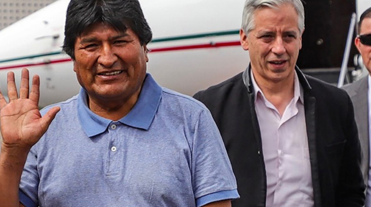 Evo Morales al llegar a México en 2019. Foto. La Nación