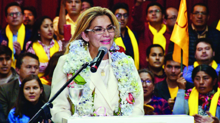Jeanine Áñez, candidata por la alianza Juntos. Foto archivo: Página Siete