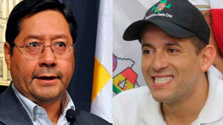 Los candidatos Luis Fernando Camacho, del frente Creemos, y Luis Arce, del MAS. Foto: RRSS