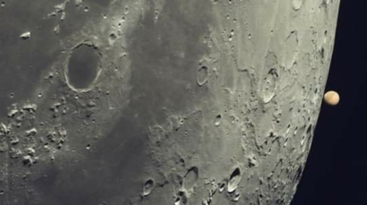 Imagen del ocultamiento de Marte por la Luna que fue observado el mes pasado desde Argentina (Carrera de Física)