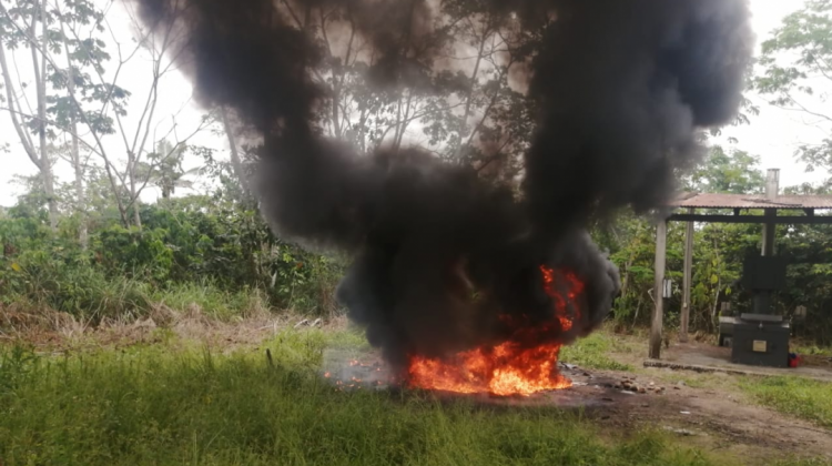 Efectivos policiales destruyen la droga secuestrada en el Chapare. Foto: FELCN