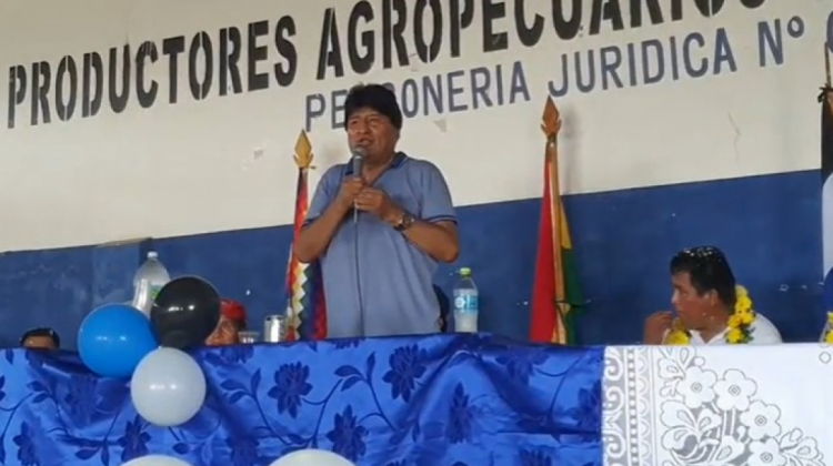 El expresidente Evo Morales en un ampliado en San Julián. Foto: Captura de pantalla