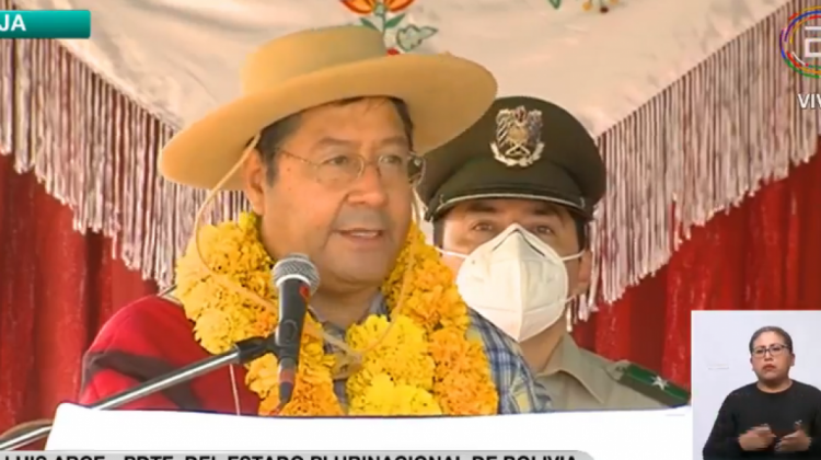 Luis Arce, presidente de Bolivia. Foto: Captura de panatalla de Bolivia TV.