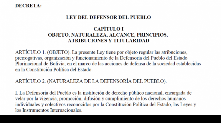 Ley 870 del Defensor del Pueblo.