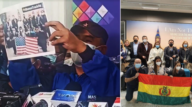 Diputado del MAS sostiene la foto trucada. Al lado la foto verdadera. Fotos: Portal de Noticias Bolivia y Creemos.