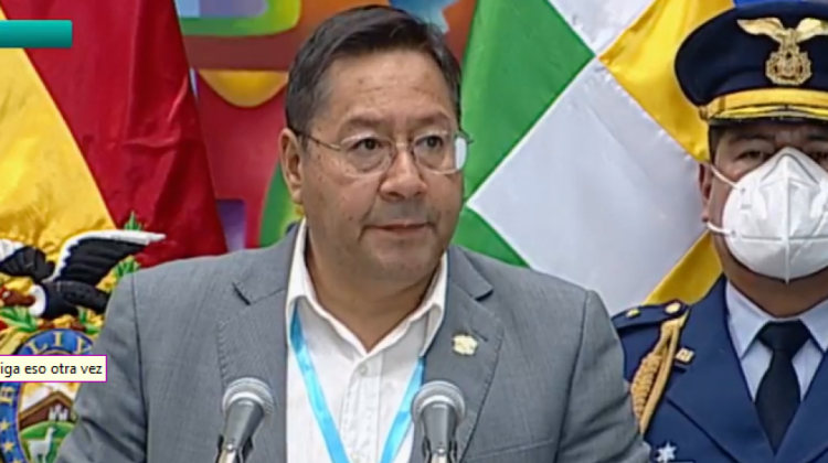 Luis Arce, presidente de Bolivia. Foto: Captura de Bolivia TV.