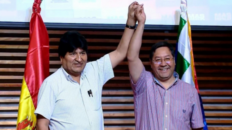 Evo Morales y el presidente electo, Luis Arce Catacora. Foto: Ruptly