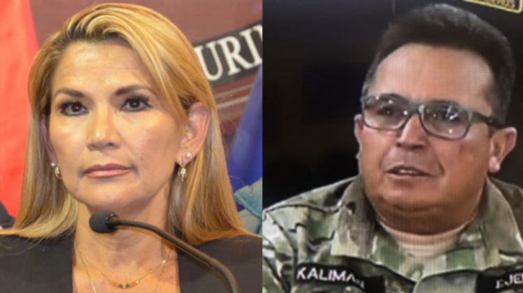 Jeanine Añez y el general Williams Kaliman.