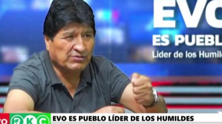 El expresidente Evo Morales en su programa dominical. Foto: Captura