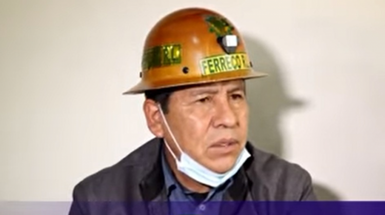 Presidente de la Federación Regional de Cooperativas Mineras de La Paz (Ferreco), Eloy Sirpa. Foto: captura de video