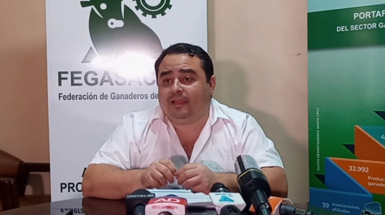 Presidente de la Federación de Ganaderos de Santa Cruz (Fegasacruz), Alejandro Díaz Salek. Foto: captura de video