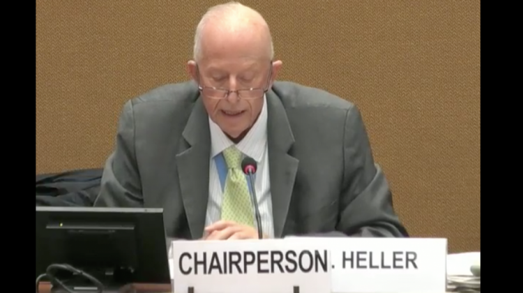 Relator del Comité contra la Tortura (CAT por sus siglas en inglés)  Chairperson Heller. Foto: Twitter