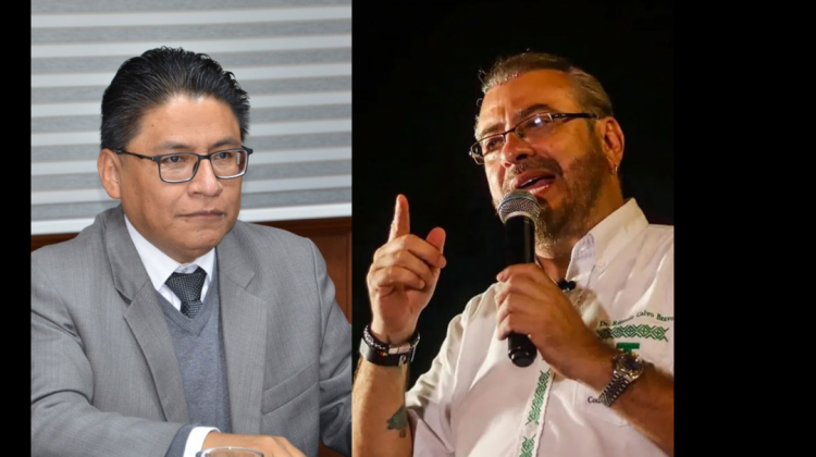 Ministro de Justicia, Iván Lima y el líder cívico Rómulo Calvo. Foto: Internet