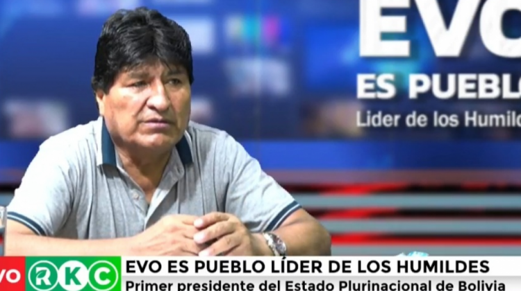 El expresidente Evo Morales en su programa dominical desde el Chapare. Foto: Captura