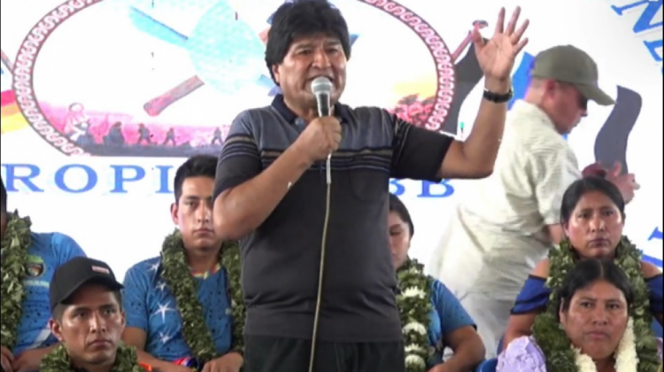 Evo Morales en el ampliado de evaluación del 30 de diciembre. Foto: Captura video