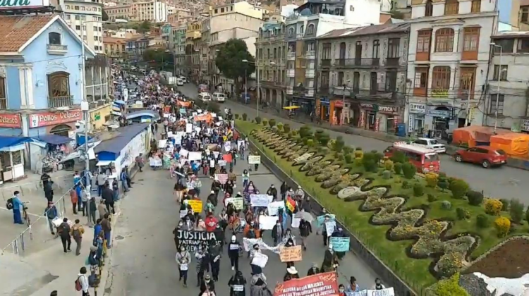 La movilización en La Paz. Foto: Captura video VOS Tv.