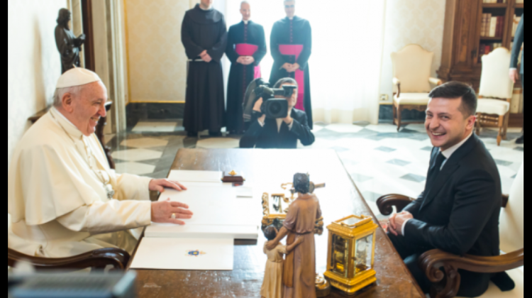 Zelenski visitó al Papa Francisco el 2020. Foto: Vatican Media.