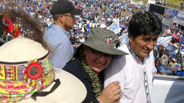 Marcelo Rodrigo Mendoza Álvares junto al expresidente, Evo Morales. Foto: Tordoya Rojas Vladimir José.