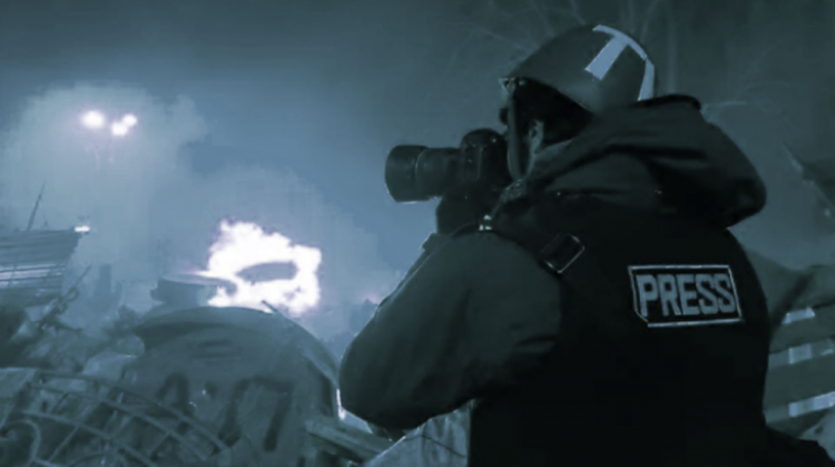 Cobertura periodística durante los ataques en Ucrania. Foto. RRSS